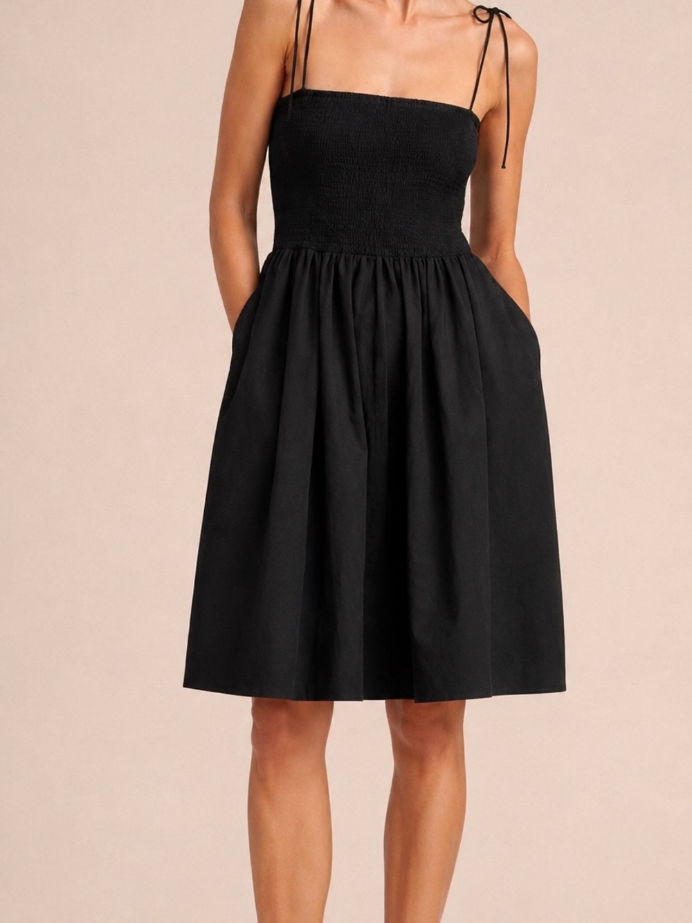 COS Black Midi Dress with Tie Straps